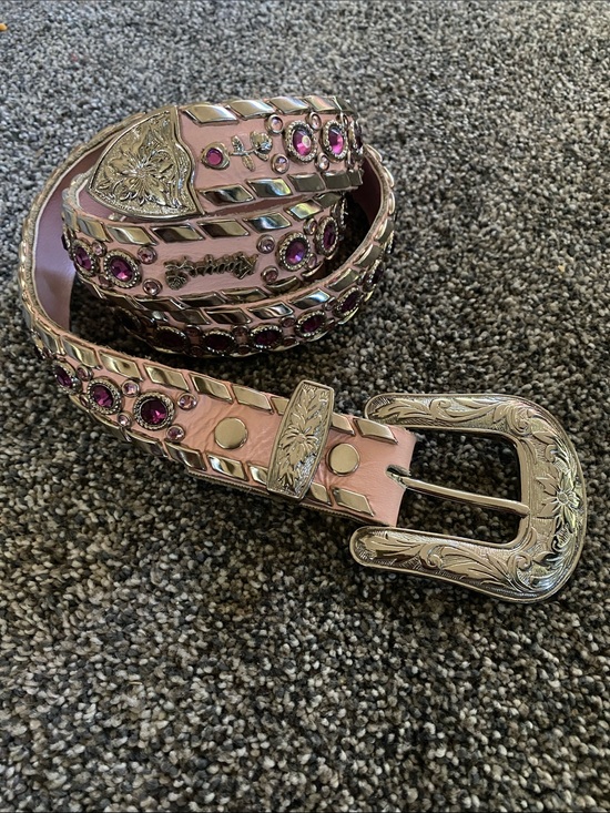 Kippy’s Accessories - Vintage KIPPY’S Pink Jeweled Western-Style Women’s Belt with Silver Buckle